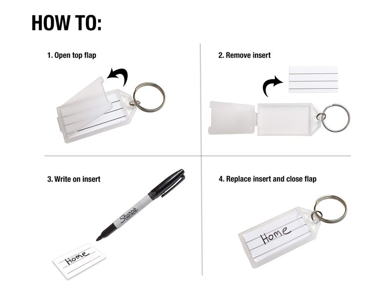 Lucky Line Key Tag with Flap,Split Ring & Paper Insert for Labeling, Key Organization & Identification, 10-Pack, Clear (6051010) - Image 5